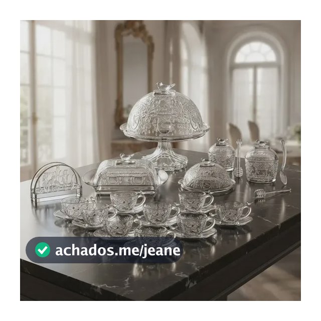 Aparelho da L'hermitage Linha Canary Em Cristal Com 18 Pçs Mesa Posta Cafe Chá Da Manhã Tarde Luxo