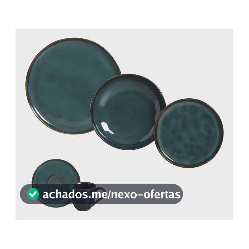 Aparelho de Jantar Stoneware Azul Linha Oceano 30 Peças Porto Brasil