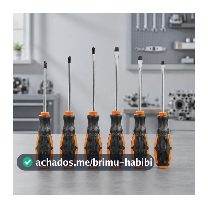 Kit Jogo Chaves Fenda Phillips 6 Peças Imantadas Cabo Emborrachado Aço Profissional Oficina Manutenção Mecânica Reparos Ferramentas