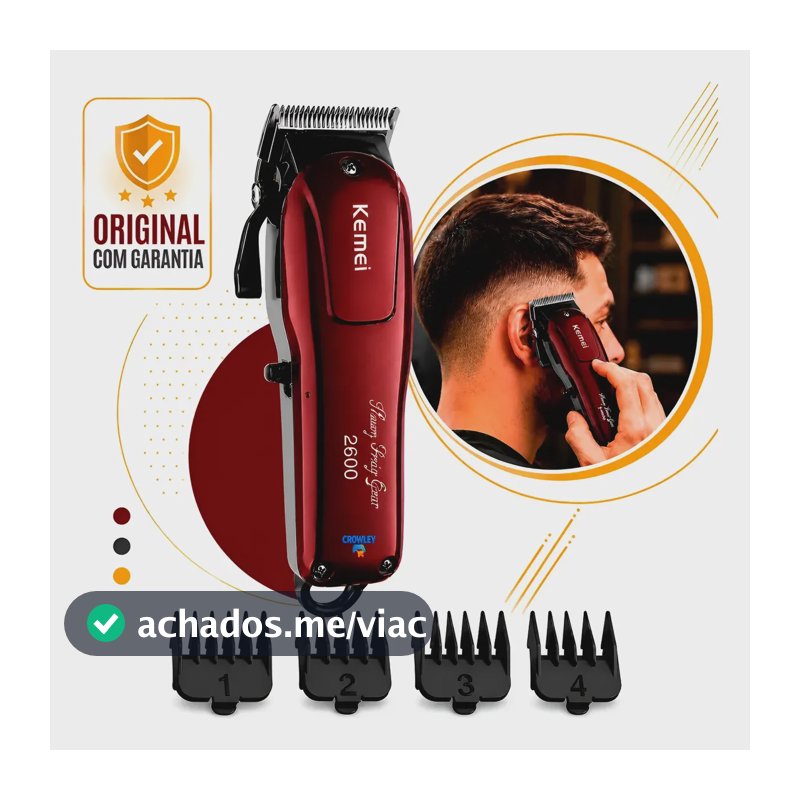 Maquina De Cortar Cabelo  Profissional Kemei  Km-2600 Bivolt Bordô 127/220v
