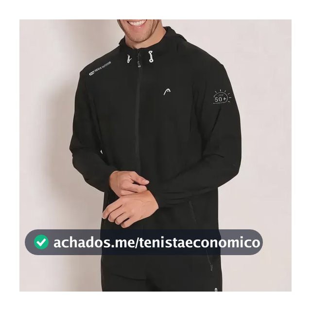 Jaqueta Microfibra Com Elastano Corta-vento Head Com Capuz Preto G Liso