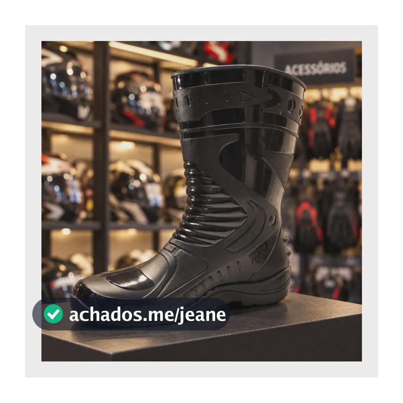 Bota Moto Pvc Chuva Galocha Impermeável Motoboy Motociclista Preto 40 Br