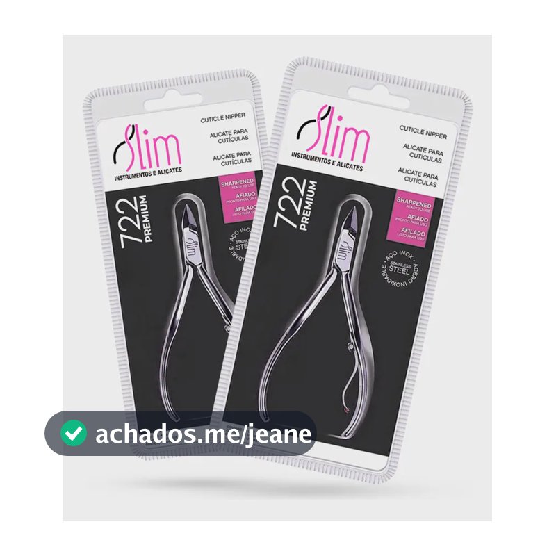 Kit 2 Alicates De Cuticula Slim 722 Profissional Em Aço Inox Prateado