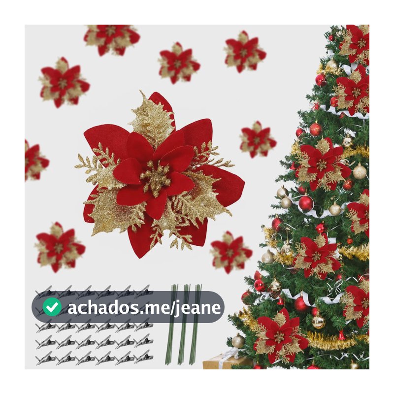 Kit 30 Flores Artificial Enfeite De Natal Árvore Decoração Terracota