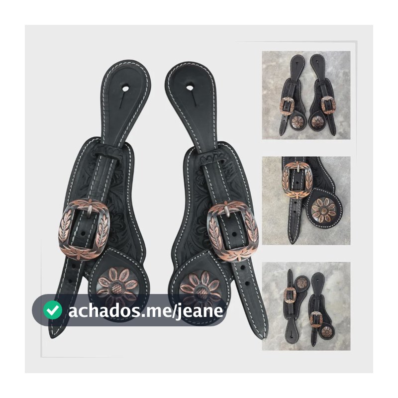 Correia De Espora Floral Mod Exportação - Preto