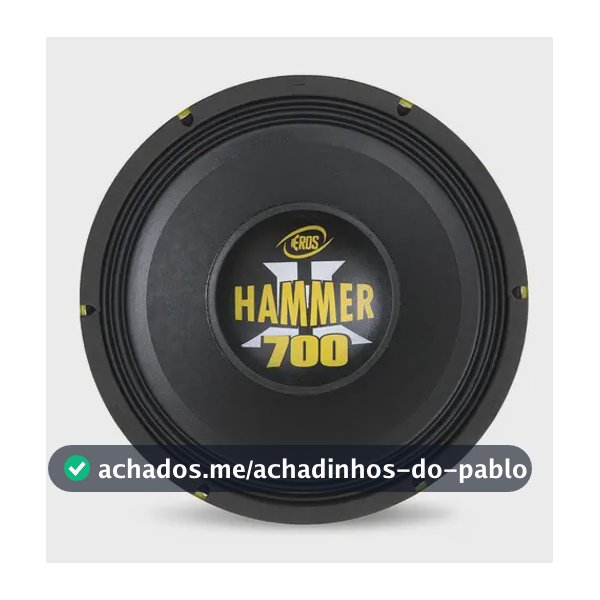 Alto Faltante Woofer 12 Eros E12 Hammer - 700 Wrms 4 Ohms Cor Preto