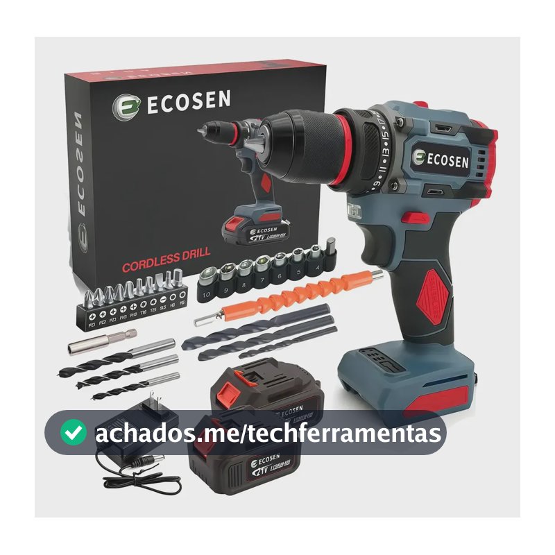 Furadeira Com Chave De Fenda Sem Escovas21v Ecosen2 Baterias Azul-aço 21v