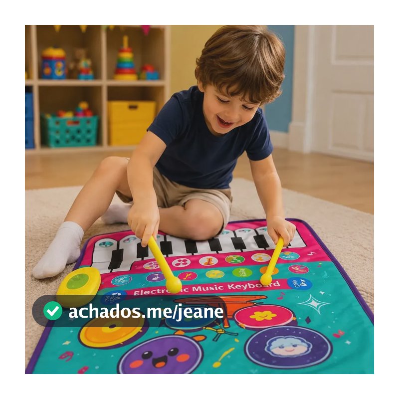 Tapete Musical Infantil Interativo Brinca Tatá com Sons e Luzes para Bebês +18 Meses