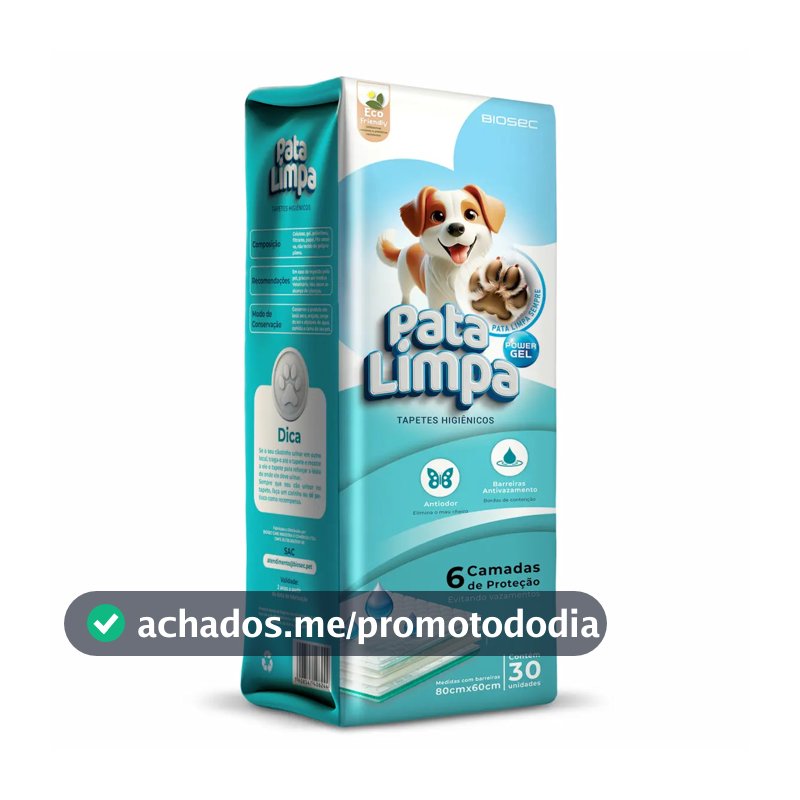 Tapete Higiênico 80x60 30un Pata Limpa Descartável Cachorro Pet Cão Fralda Manta Absorvente