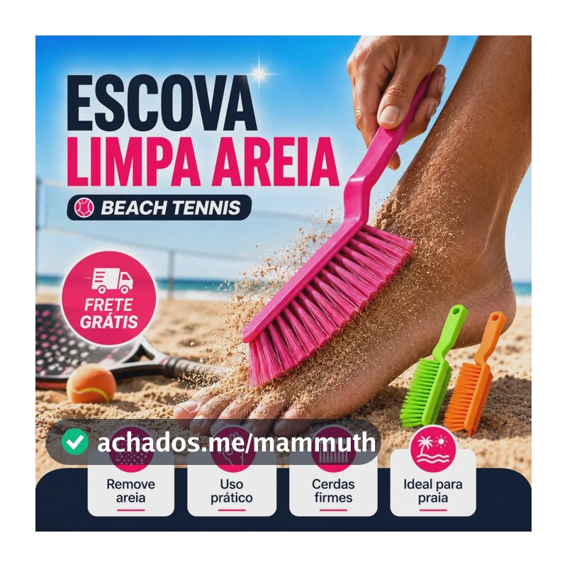 Escova Limpar Pé Tira Areia Beach Tennis Futevolei Volei de Praia Limpa E Tira Areia Pó Beach Sports Verão Green Clean