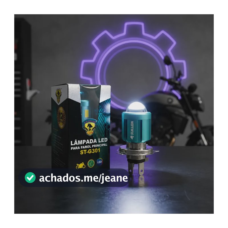 Lâmpada Led H4 Moto Olho De Peixe Canhaozinho  Forte Potente H4 Azul-celeste
