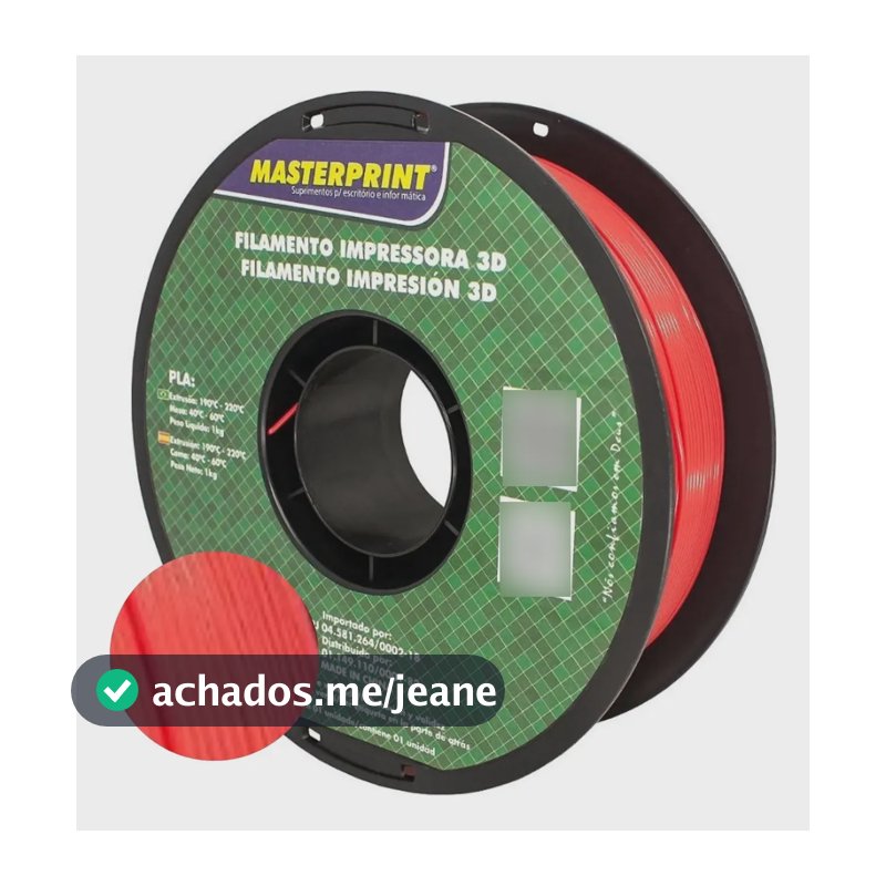 Filamento Pla Masterprint Cores 1kg P/ Impressora 3d - Full Cor Vermelho