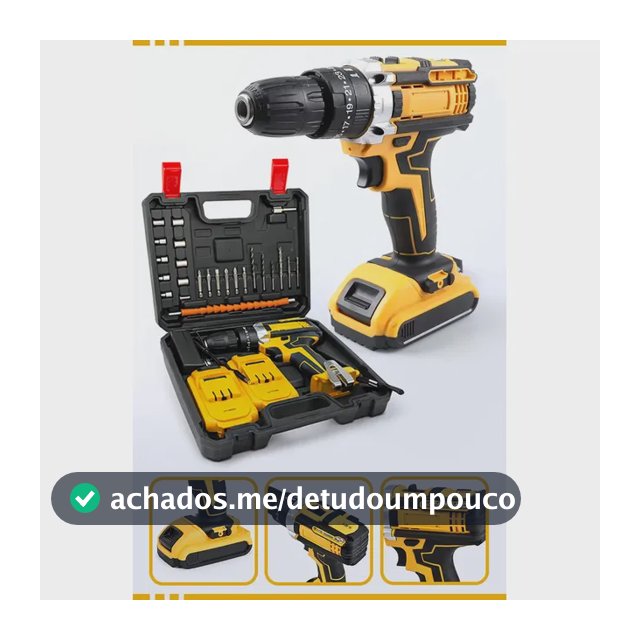 Furadeira Parafusadeira De Impacto a Bateria Sem Fio Com 2 Baterias Recarregável e Maleta de Acessórios Multifuncional Com Luz De Led Mackie Ferramentas