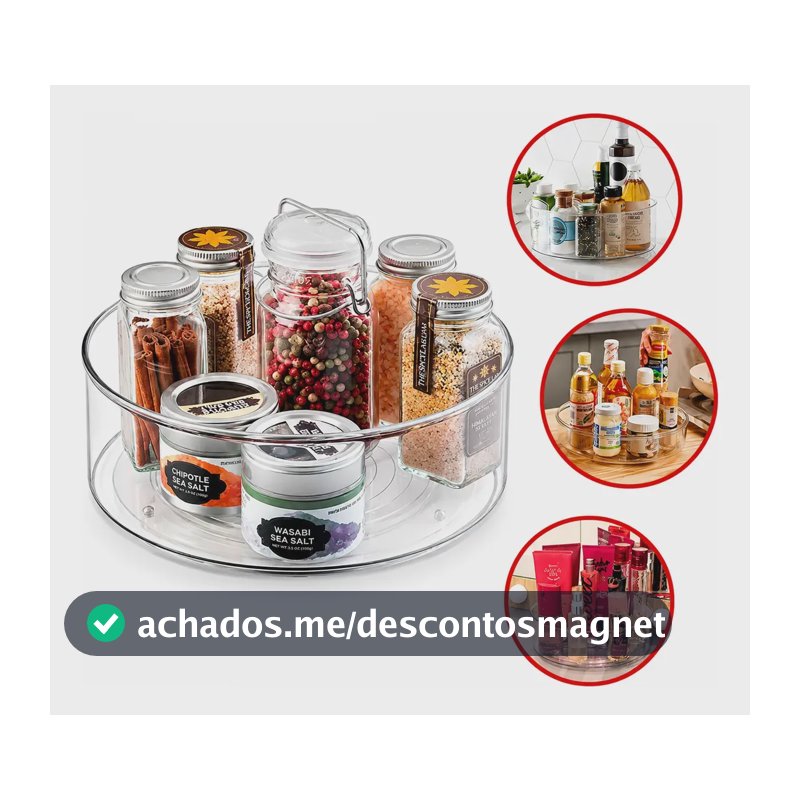 Organizador Geladeira Maquiagem Giratório Armário Multiuso Incolor