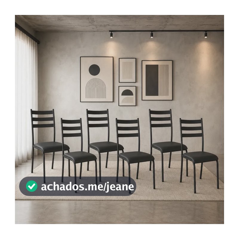 Kit 6 Cadeiras Sala De Jantar Cozinha - 541.sli Preto Preto Fosco