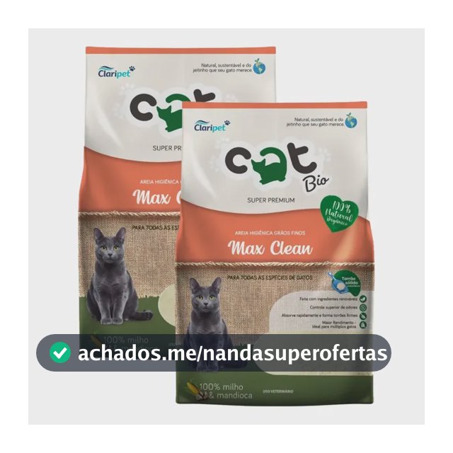 Areia Catbio Biodegradável 8 Kg - Max Clean - Grãos Finos