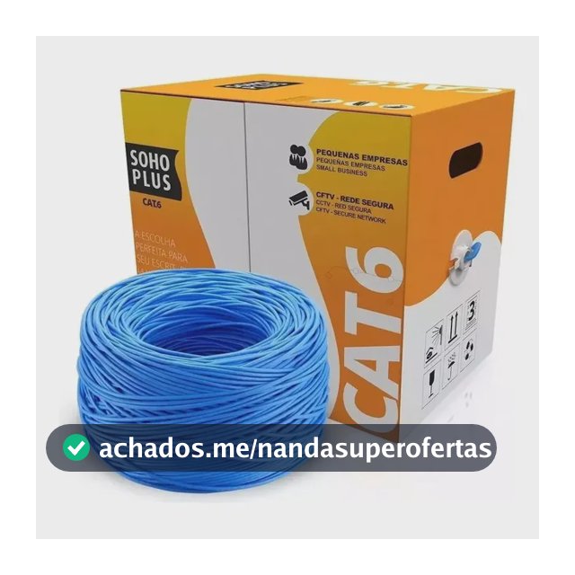 Cabo de Rede Furukawa Soho Plus CAT6 305 Metros Anti-Chamas CMX 4 Pares 8 Fios 100% Cobre - Azul