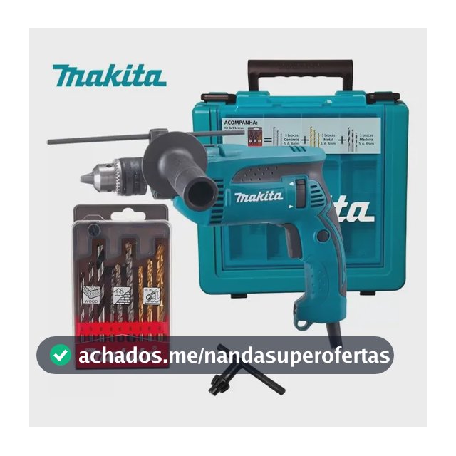 Makita HP1640KX1 COM MALETA E KIT DE BROCAS