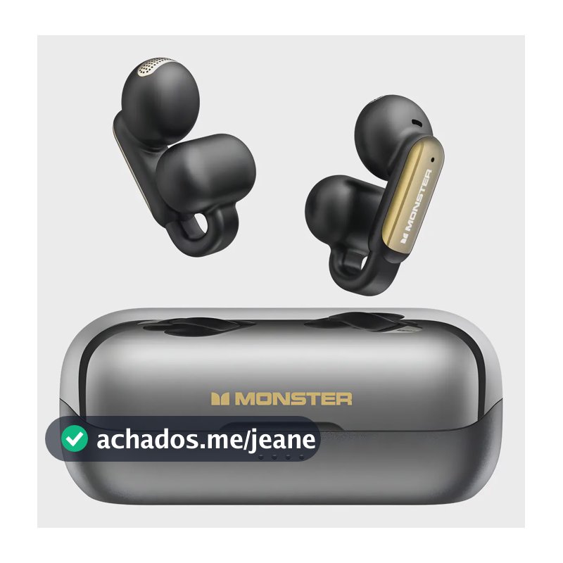 Fone de Ouvido Monster E62 Open-Ear Bluetooth, com Cancelamento de Ruído e Microfone