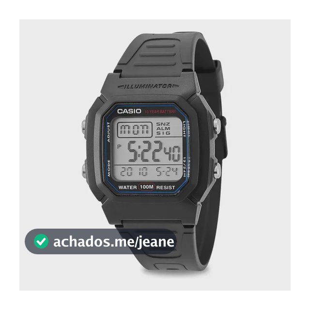 Relogio Casio W800 Digital Preto Display Claro 100m
