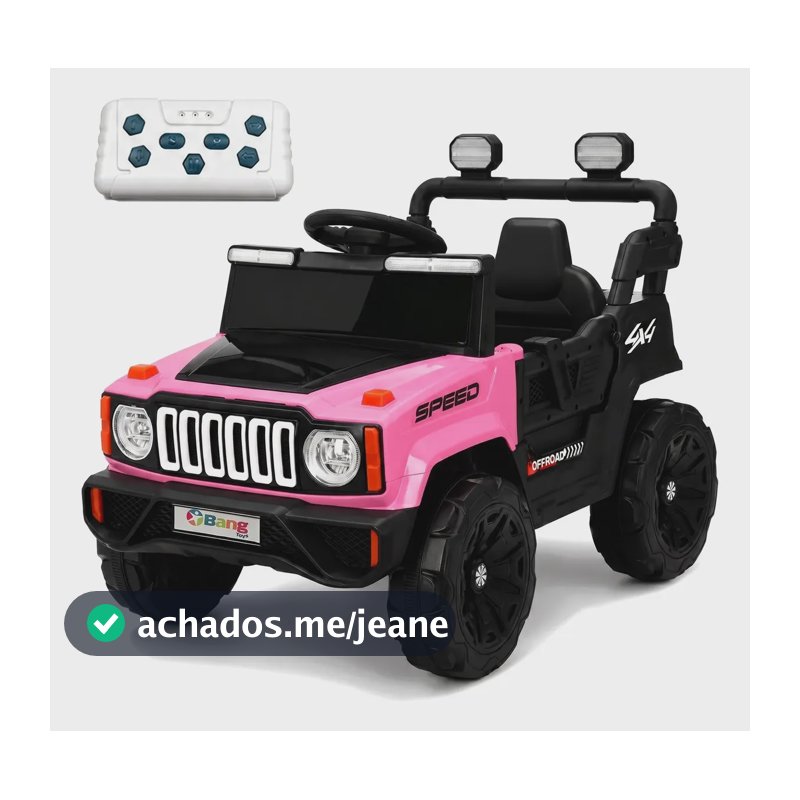 Carro Jipe Mud Force Elétrico 12v Rosa Meninas - Bang Toys 127/220v