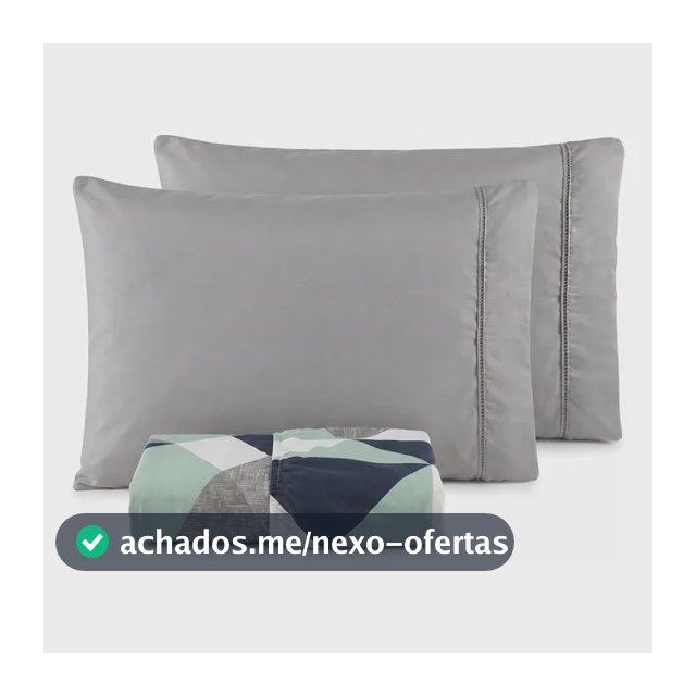 Jogo De Lençol Casal Padrão 3 Pçs 400 Fios C/ Elástico Hotel Cinza Verde Geométrico