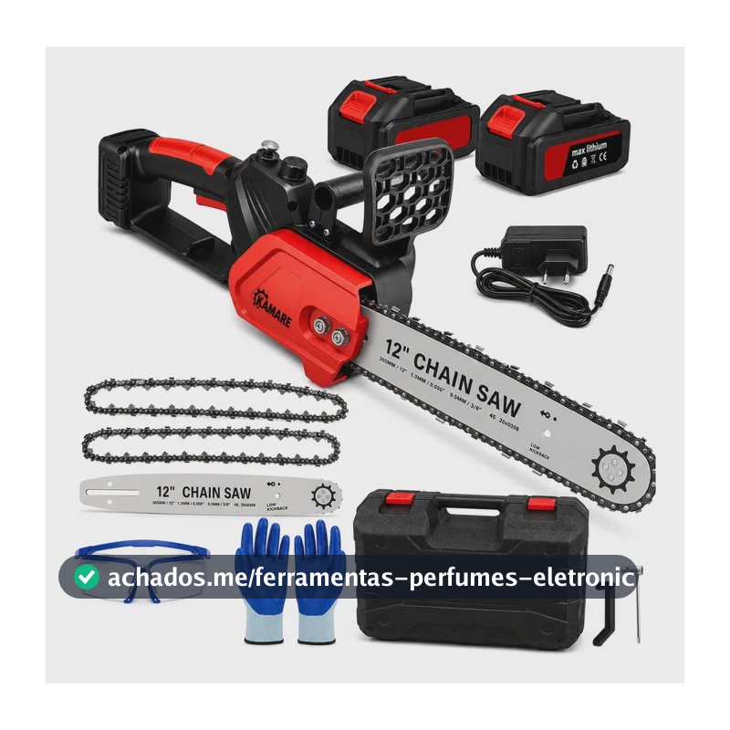 Moto Serra Elétrica 12 Polegadas 2 Baterias 48v Portátil Recarregável Profissional Kamare