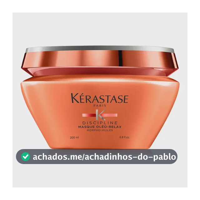 Máscara Capilar de Hidratação Intensa Anti-Frizz com Proteção Térmica até 230ºC para Cabelos Secos e Indisciplinados, Discipline Oléo-Relax, Kérastase 200ml