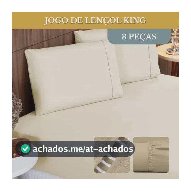 Jogo De Lençol Cama King 03 Peças 400 Fios Ponto Palito Cor Palha Desenho Do Tecido Lisa