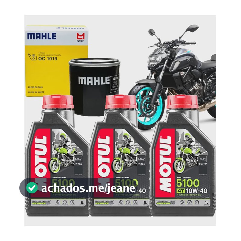 Kit 3 Oleo Motul 5100 10w40 + Filtro Oleo Yamaha Mt07 Mt-07