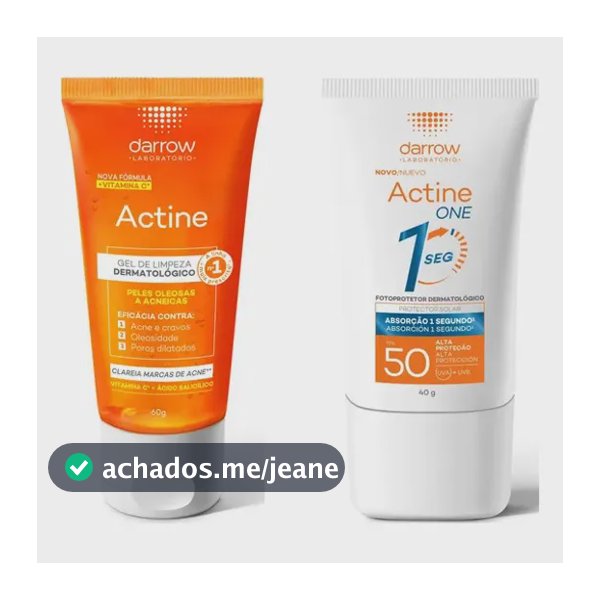 Kit Actine: Gel De Limpeza Facial Pele Oleosa 60g + Protetor Solar Fps50 40g