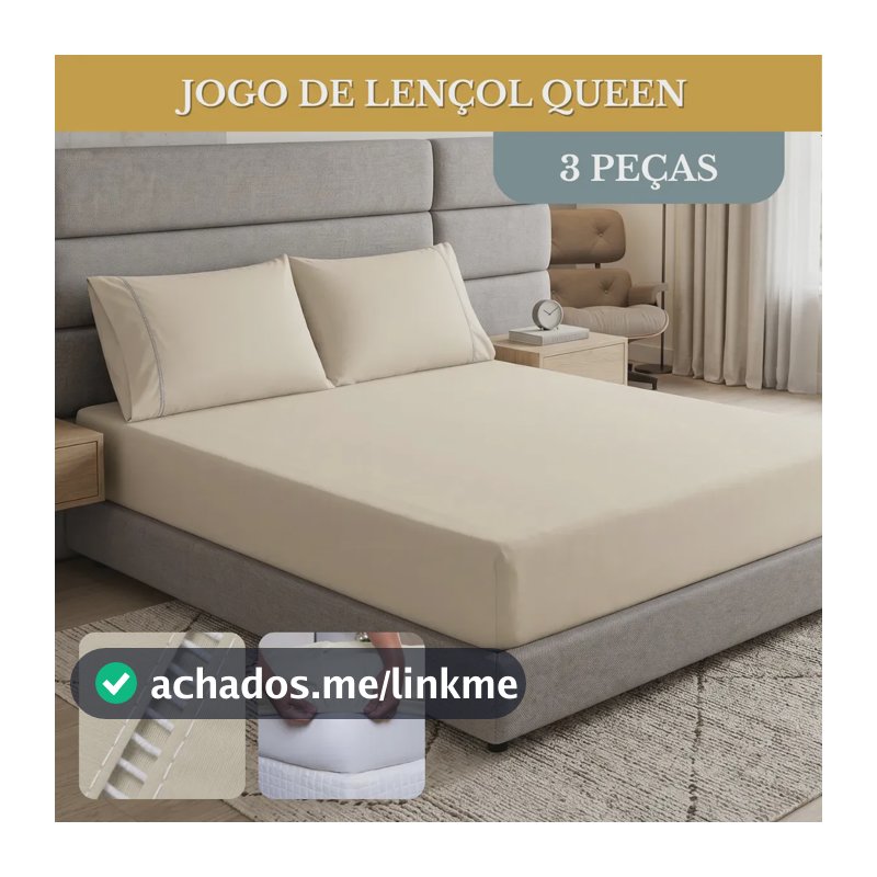 Jogo Queen Micropercal 400 Fios 3 Pecas Com Elastico Toque Suave Fronhas Ponto Palito Conforto E Sofisticacao