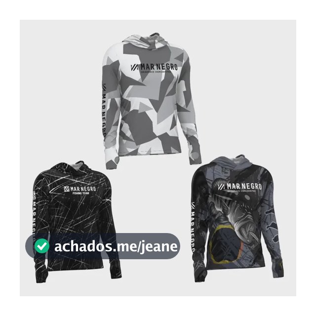 Kit 3 Camisas De Pesca Mar Negro Com Capuz Sublimada Uv50+