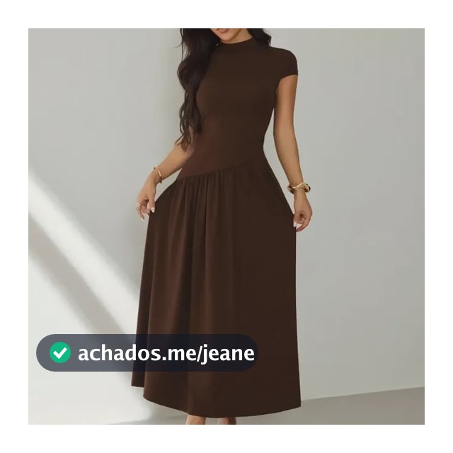 Vestido Casual Feminino Manga Curta Midi Moda Verão Elegante Marrom Único