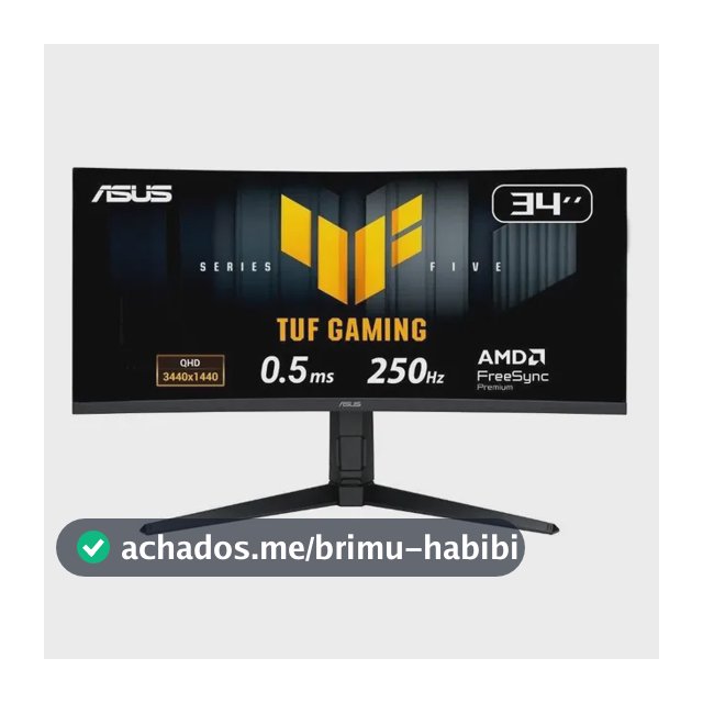 Monitor Gamer Curvo Asus Tuf Vg34wqml5a Wqhd 250hz 0.5ms Preto