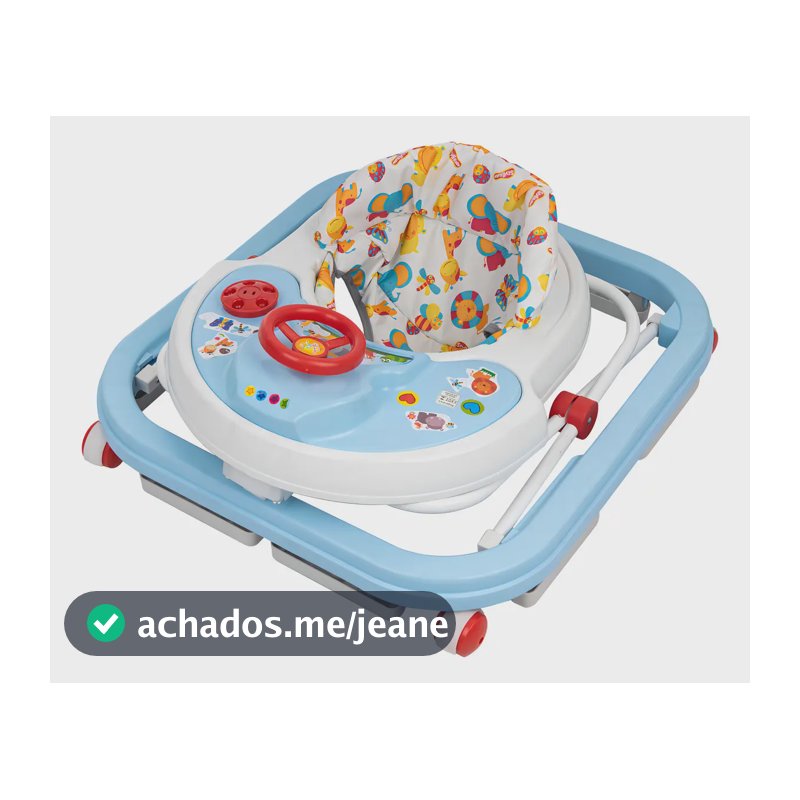 Andador Musical Infantil Angel Baby Azul Bebê 6-12 Meses 4 Rodas Ajustável