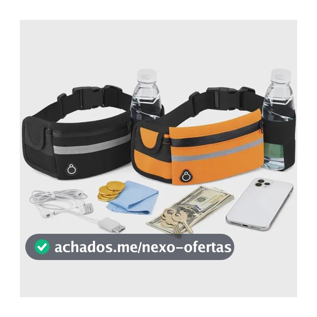 Kit 2 Pochetes Esportiva Impermeável Celular Acessórios Academia Treino Corrida Caminhada Moderna Bolsa Transversal Cintura Moda Blogueira Marca Lemon Shark Cor Preta E Laranja