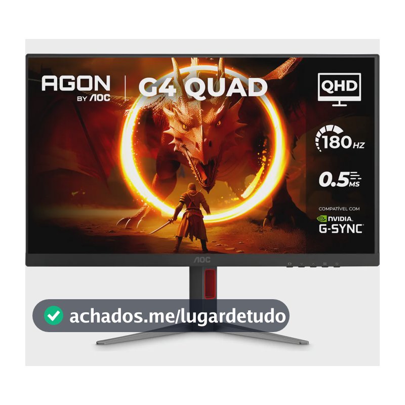 Monitor Gamer Aoc Agon Quad 27'' 180hz Base Ajustável Q27g4f Preto 127/220v
