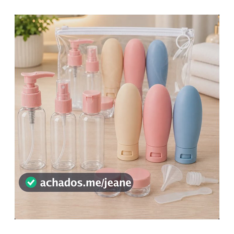 Kit De Frascos Para Viagem Organizador De Silicone 12 Peças 60ml Porta Shampoo Creme Cosméticos Multiuso - Marca: Smart Tools®