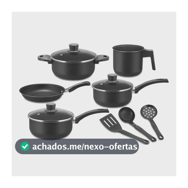 Jogo De Panela Com Frigideira + Leiteira + Espátulas Cor Preto