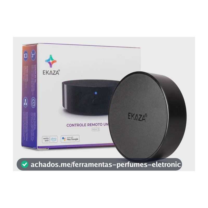 Controle Remoto Inteligente WiFi Mini 3 Ekaza Universal Infravermelho Tuya Smart Life Alexa Google Preto