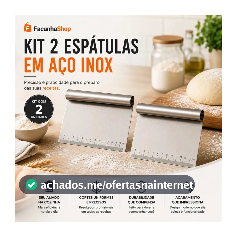Kit 2 Espatula Cortador De Massas Raspador Confeiteiro Inox Régua Legumes Bolo Padeiro Bancada Pão Cozinha