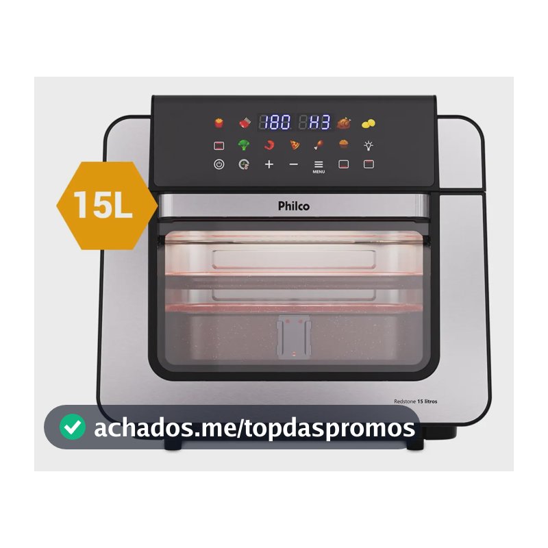 Air Fryer Oven Philco Paf15b 15l Dupla Resistência 1800w