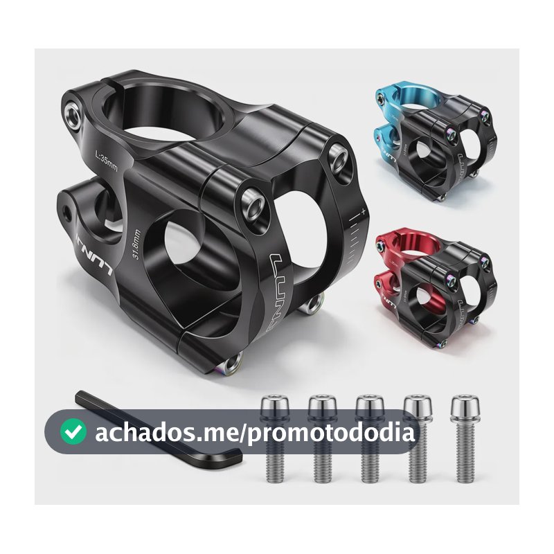 Mesinha Bike Lunje Mesa Guidão Curta Avanço Mtb 31.8mm 35mm Preto 4.2 Mm