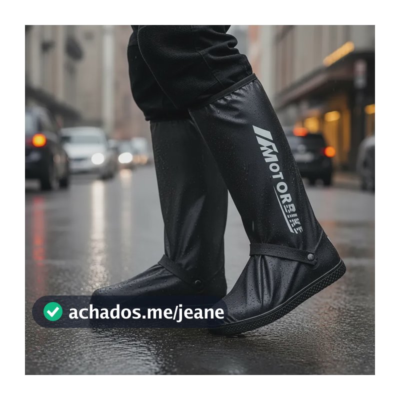 Capa 2xl Protetora Para Calçado Chuva Impermeável Motoqueiro Preto M