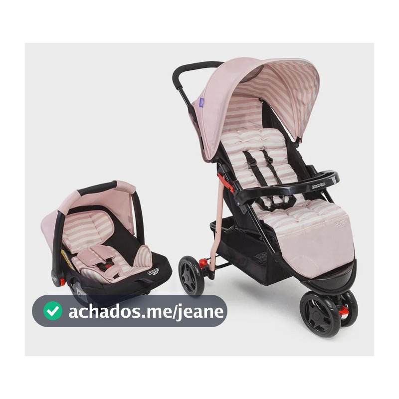Travel System Cosco Kids, Toffy Duo, 0 a 15 kg, Rosa Listras