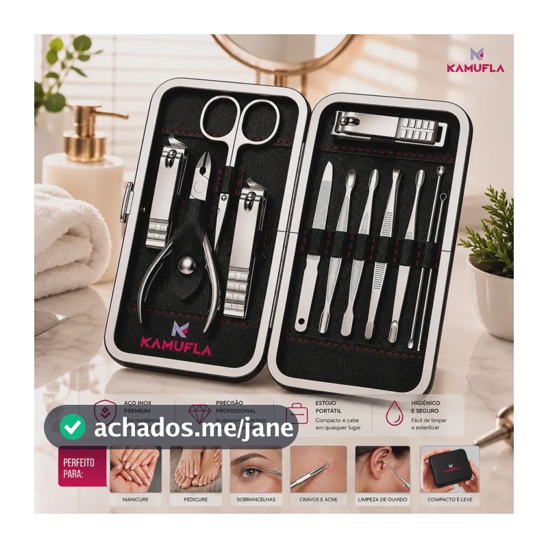 Kit Cortador De Unha Portátil Estojo Alicate Manicure 12 Pç Desencravador De Unha Manicure Alicate Lixa Profissional Tesoura Empurrador De Cutículas Pinça Portátil Dobrável