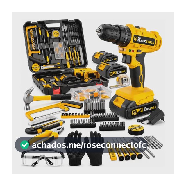Parafusadeira Furadeira De Impacto 21v + Maleta Jogo 147 Pçs Amarelo E Preto 127/220v 60hz