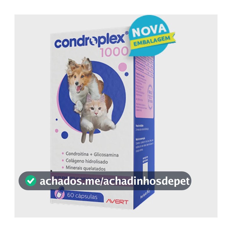 Condroplex Suplemento Alimentar Para Cães E Gatos 1000mg 60 Cápsulas