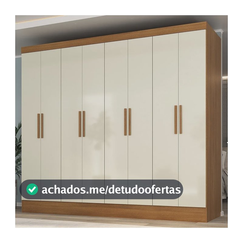 Guarda Roupa Casal 8 Portas 4 Gavetas Jatobá Yescasa Cinamomo/off White